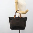 GUCCI GG Canvas Tote Bag Nylon Brown Auth 53670-12
