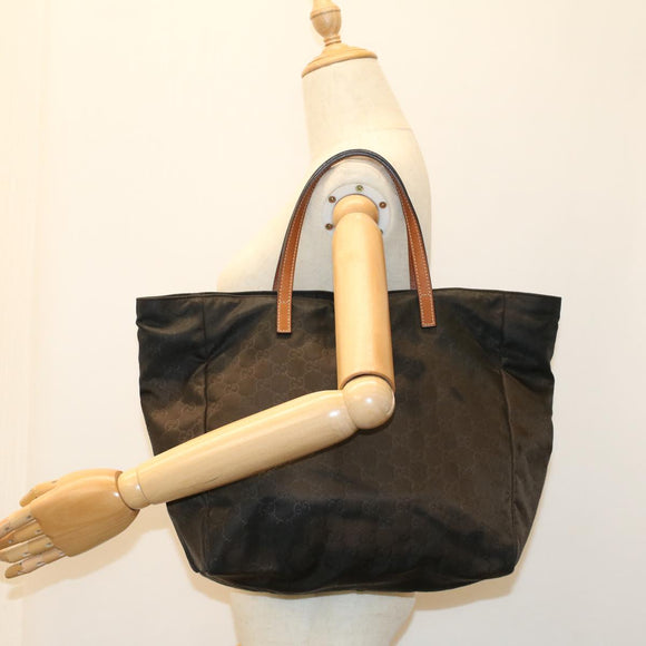 GUCCI GG Canvas Tote Bag Nylon Brown Auth 53670