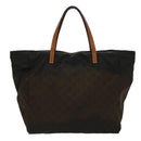 GUCCI GG Canvas Tote Bag Nylon Brown Auth 53670-2