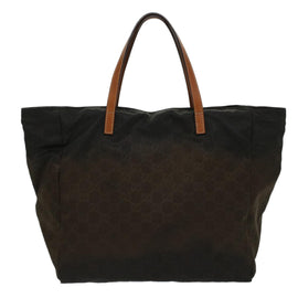 GUCCI GG Canvas Tote Bag Nylon Brown Auth 53670 - 0