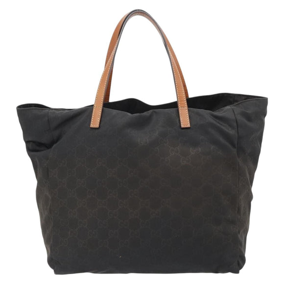 GUCCI GG Canvas Tote Bag Nylon Brown Auth 53670