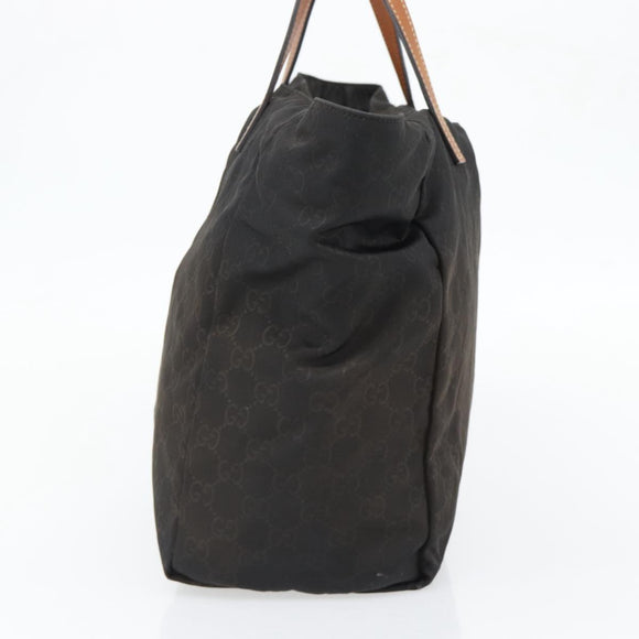 GUCCI GG Canvas Tote Bag Nylon Brown Auth 53670