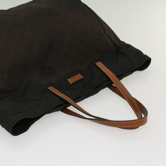 GUCCI GG Canvas Tote Bag Nylon Brown Auth 53670