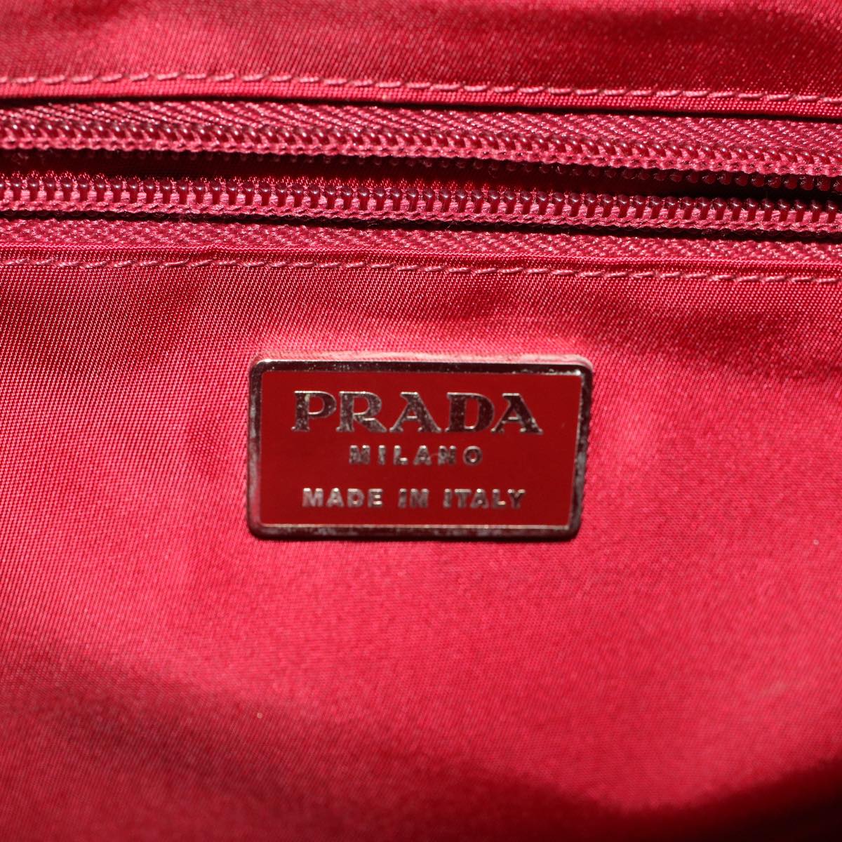 PRADA Hand Bag Nylon Red Auth 53695