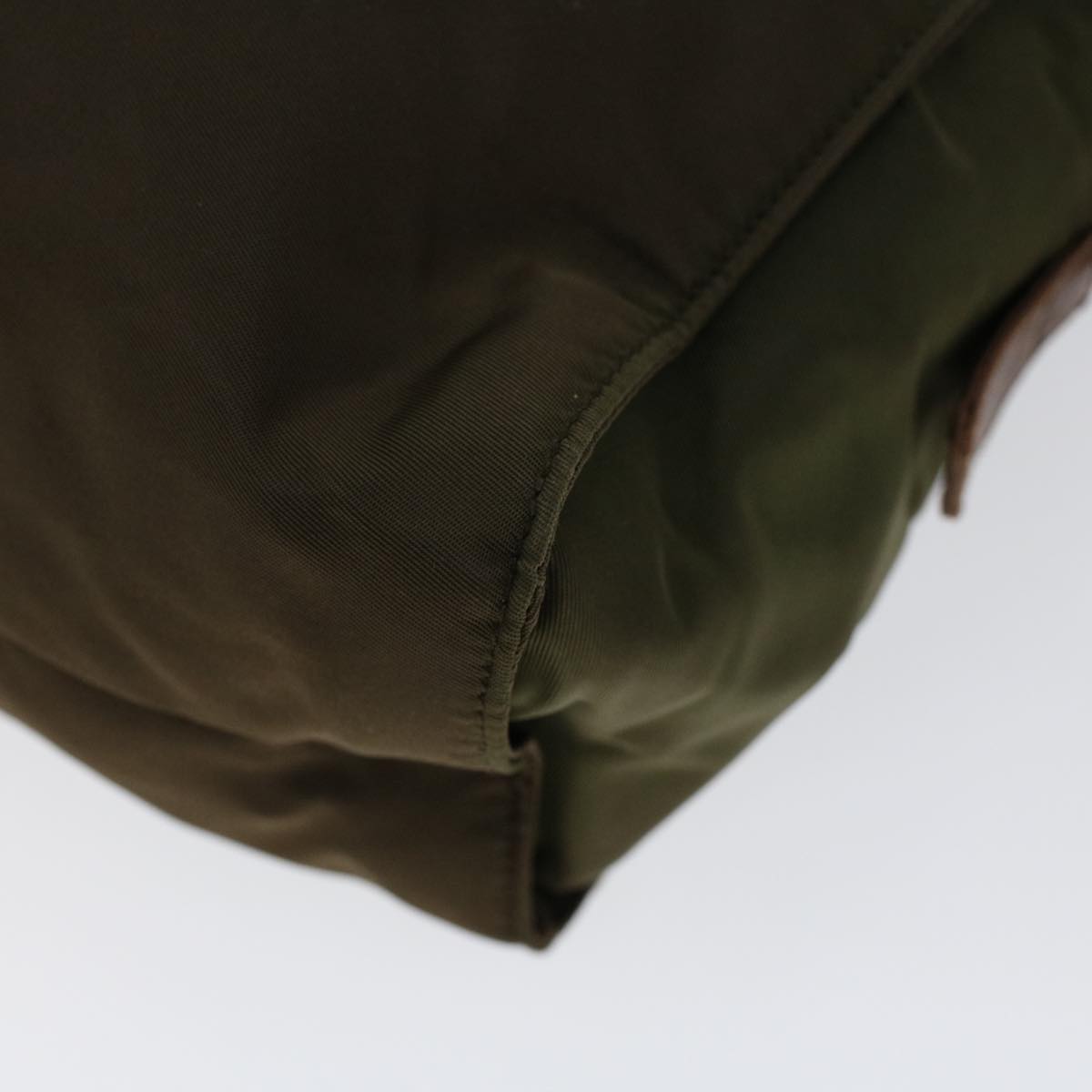 PRADA Shoulder Bag Nylon Leather Khaki Auth 53705