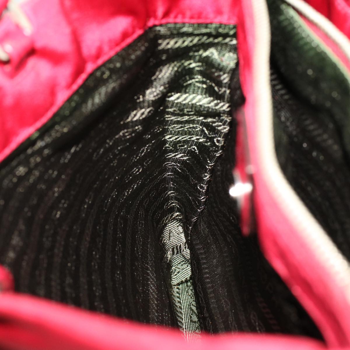 PRADA Tote Bag Nylon Leather Red Auth 53709