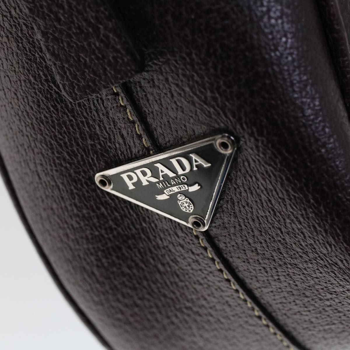 PRADA Hand Bag Leather Bordeaux Auth 53714