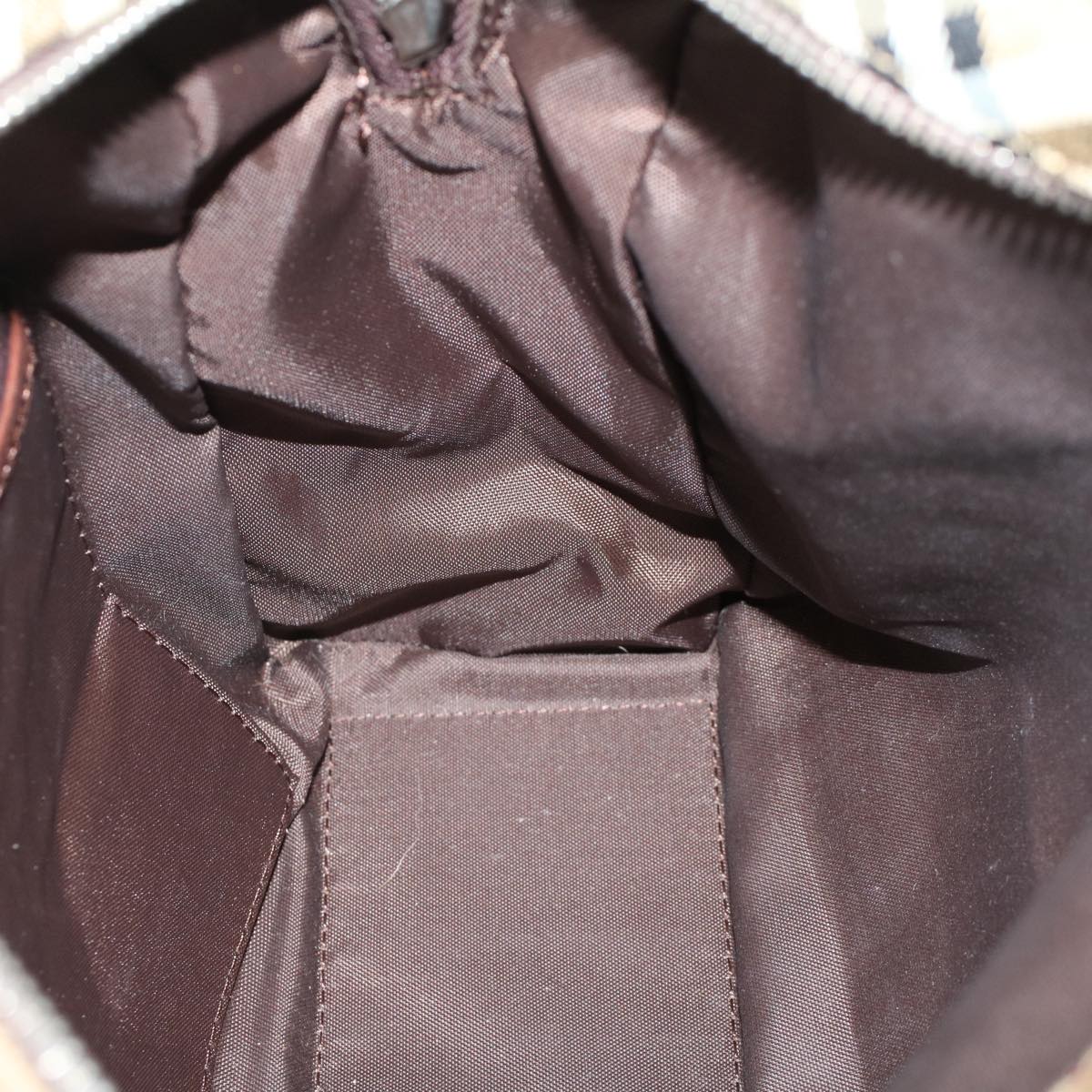 Burberrys Nova Check Blue Label Hand Bag Nylon Leather Beige Brown Auth 53716