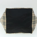 BURBERRY Nova Check Blue Label Hand Bag Nylon Leather Beige Black Auth 53723-5