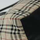 BURBERRY Nova Check Blue Label Hand Bag Nylon Leather Beige Black Auth 53723-16
