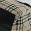 BURBERRY Nova Check Blue Label Hand Bag Nylon Leather Beige Black Auth 53723-17