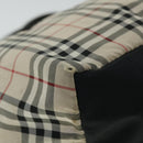 BURBERRY Nova Check Blue Label Hand Bag Nylon Leather Beige Black Auth 53723-9