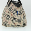 BURBERRY Nova Check Blue Label Hand Bag Nylon Leather Beige Black Auth 53723-3