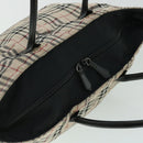 BURBERRY Nova Check Blue Label Hand Bag Nylon Leather Beige Black Auth 53723-6