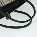 BURBERRY Nova Check Blue Label Hand Bag Nylon Leather Beige Black Auth 53723-7