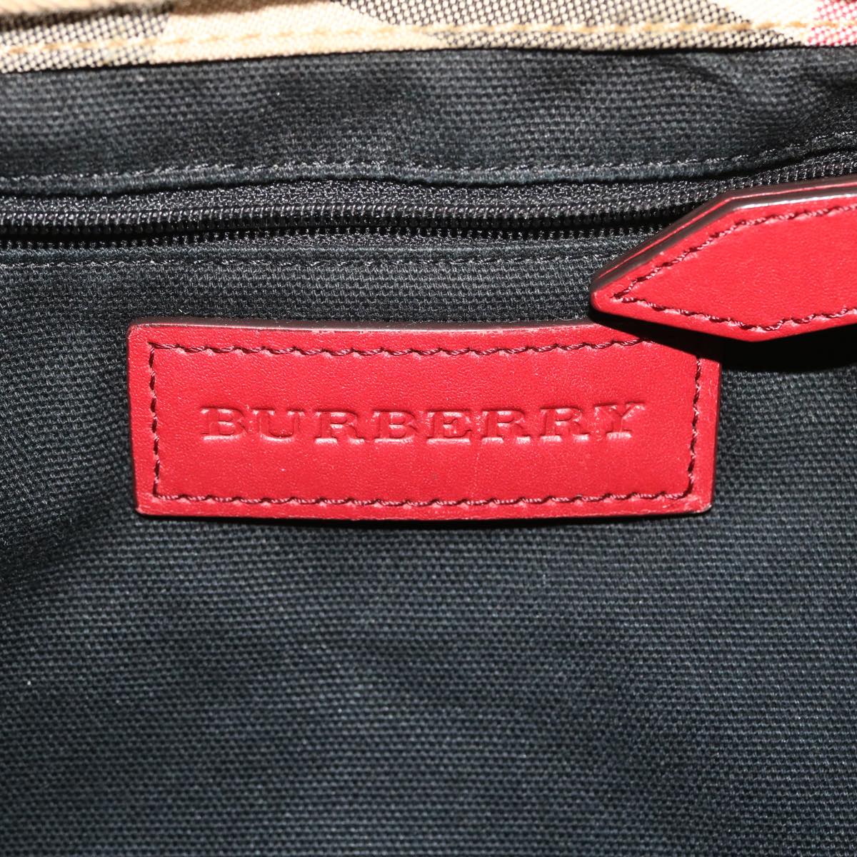 BURBERRY Nova Check Backpack Nylon Leather Beige Red Auth 53730