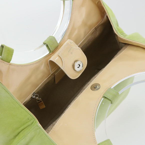 CELINE Hand Bag Suede Green Auth 53736V