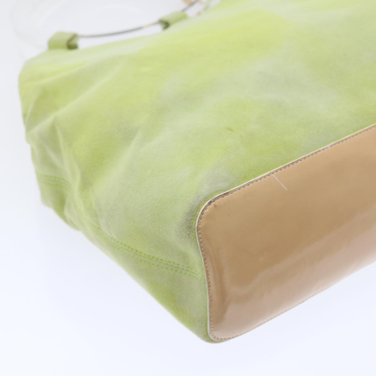 CELINE Hand Bag Suede Green Auth 53736