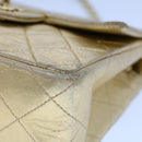 CHANEL Matelasse Turn Lock Chain Shoulder Bag Lamb Skin Gold CC Auth 53752SA-16