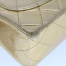 CHANEL Matelasse Turn Lock Chain Shoulder Bag Lamb Skin Gold CC Auth 53752SA-19
