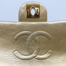 CHANEL Matelasse Turn Lock Chain Shoulder Bag Lamb Skin Gold CC Auth 53752SA-21