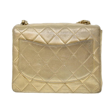 CHANEL Matelasse Turn Lock Chain Shoulder Bag Lamb Skin Gold CC Auth 53752SA - 0