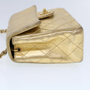 CHANEL Matelasse Turn Lock Chain Shoulder Bag Lamb Skin Gold CC Auth 53752SA-3