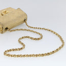 CHANEL Matelasse Turn Lock Chain Shoulder Bag Lamb Skin Gold CC Auth 53752SA-8