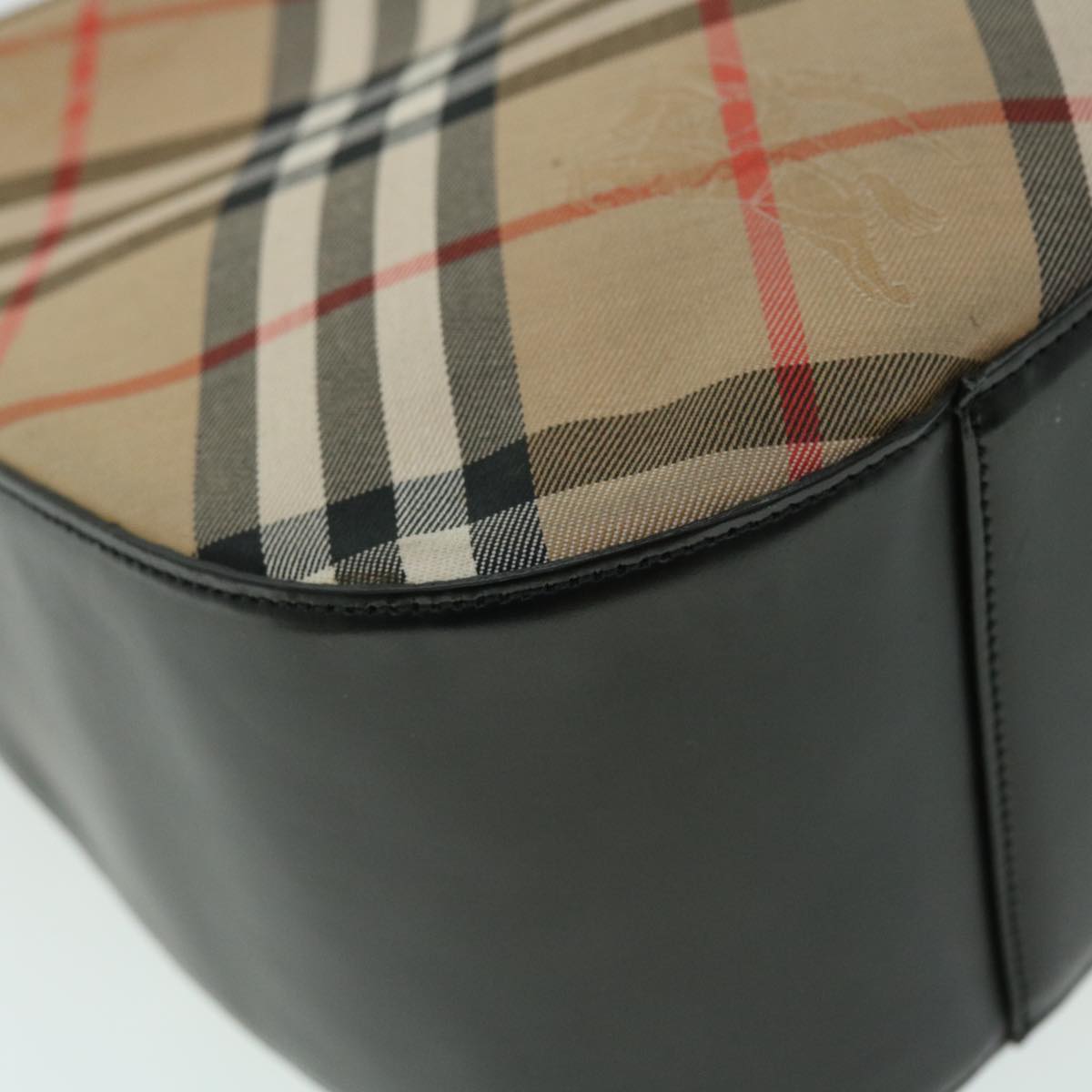 Burberrys Nova Check Shoulder Bag Canvas Leather Beige Black Auth 53783