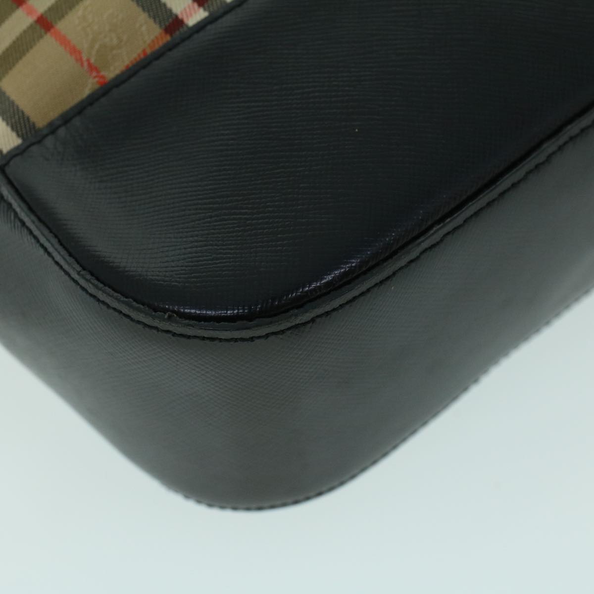 Burberrys Nova Check Shoulder Bag Canvas Leather Beige Black Auth 53788