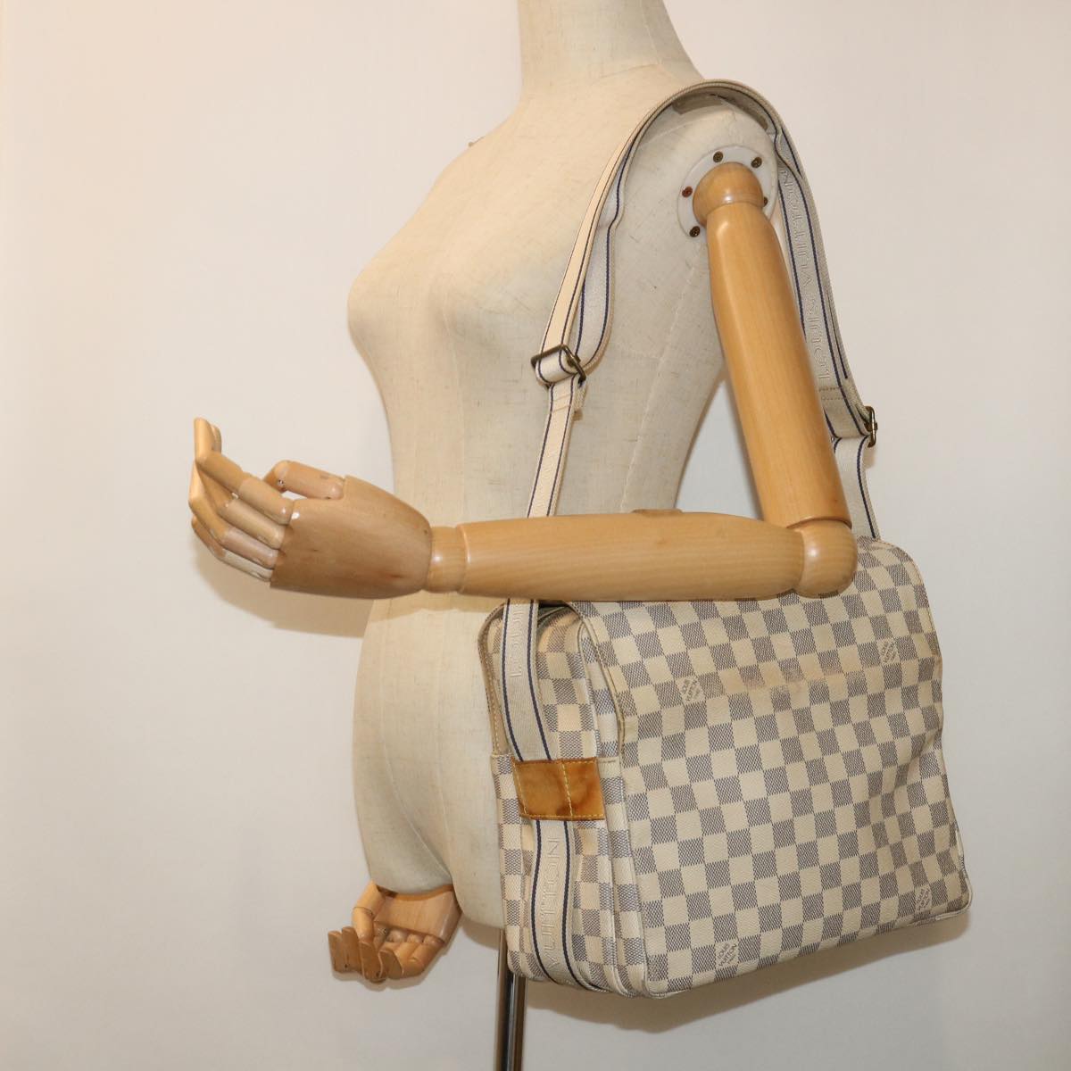 LOUIS VUITTON Damier Azur Naviglio Shoulder Bag N51189 LV Auth 53834