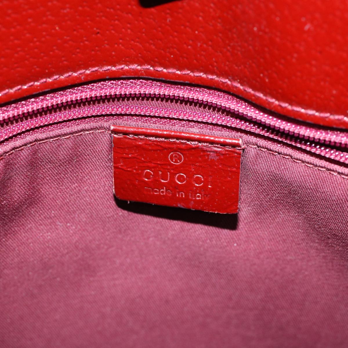 GUCCI GG Canvas Shoulder Bag Canvas Patent Beige Red Auth 54009