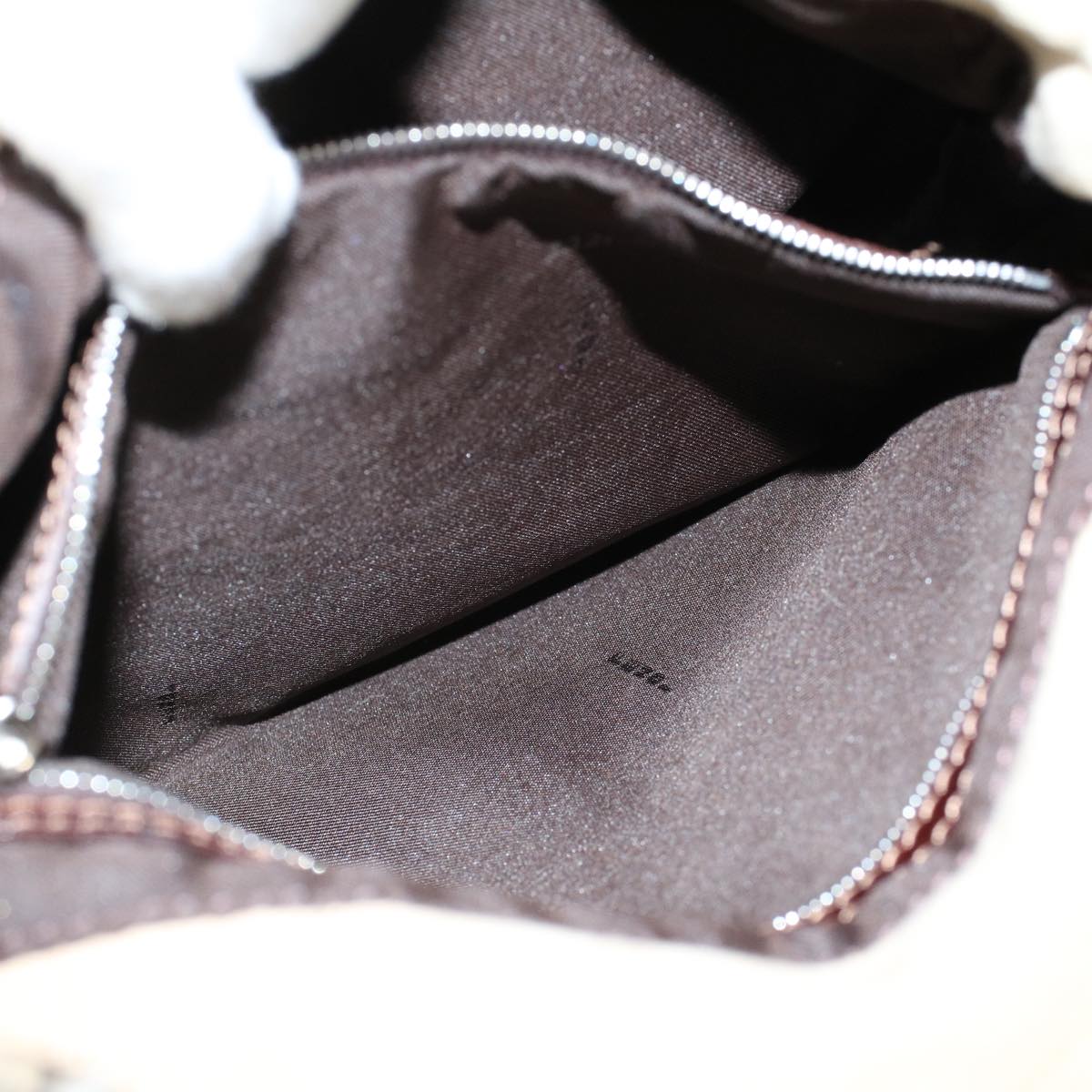 FENDI Mamma Baguette Shoulder Bag Canvas Leather Beige Brown Auth 54030