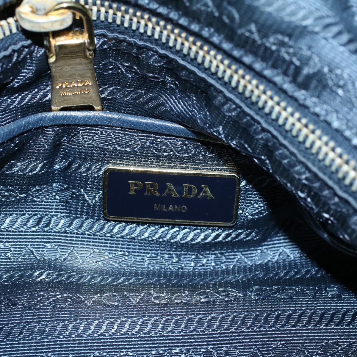 PRADA Hand Bag Nylon Leather 2way Navy Auth 54040