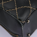 CHANEL Wild Stitch Hand Bag Leather Black CC Auth 54178-10