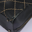 CHANEL Wild Stitch Hand Bag Leather Black CC Auth 54178-11