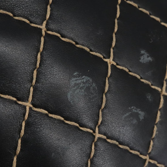 CHANEL Wild Stitch Hand Bag Leather Black CC Auth 54178