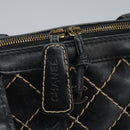 CHANEL Wild Stitch Hand Bag Leather Black CC Auth 54178-18