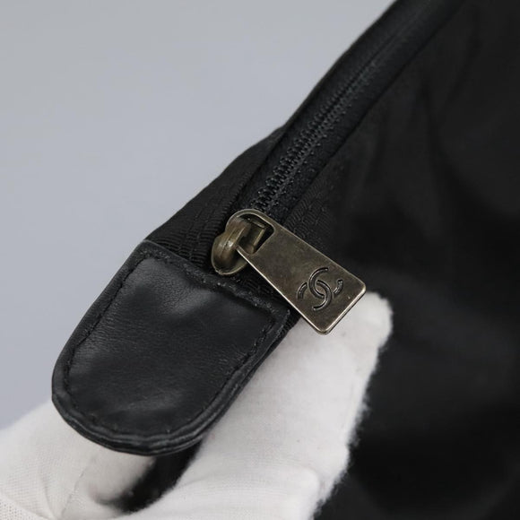 CHANEL Wild Stitch Hand Bag Leather Black CC Auth 54178