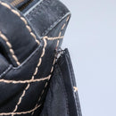 CHANEL Wild Stitch Hand Bag Leather Black CC Auth 54178-33