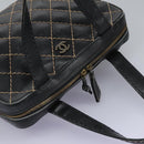 CHANEL Wild Stitch Hand Bag Leather Black CC Auth 54178-6