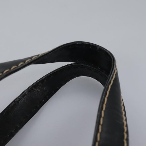 CHANEL Wild Stitch Hand Bag Leather Black CC Auth 54178