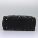CHANEL Wild Stitch Hand Bag Leather Black CC Auth 54178-9