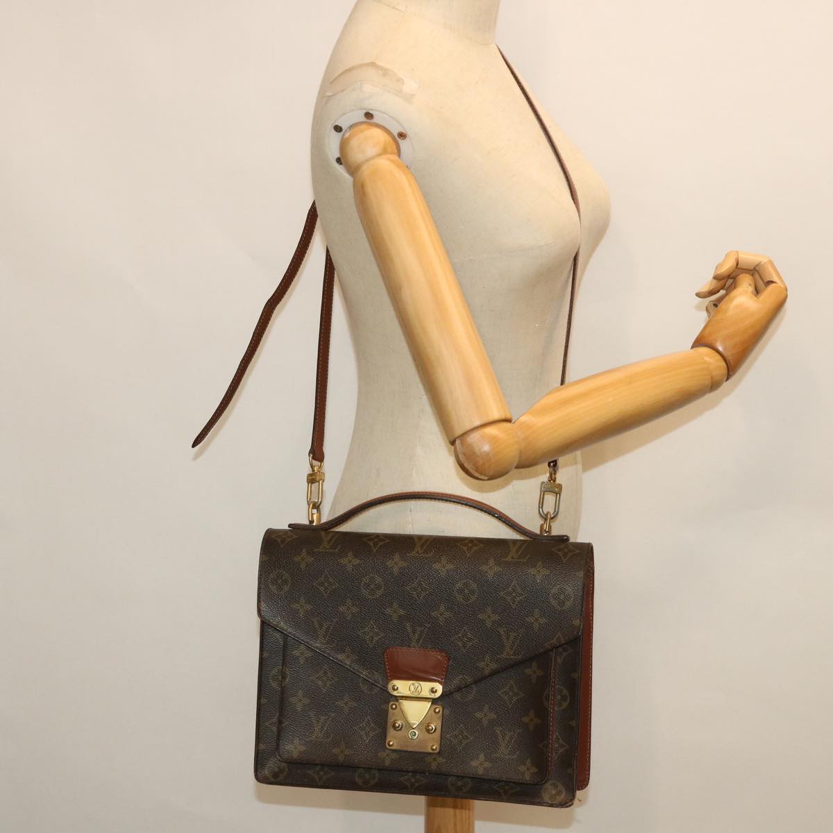 LOUIS VUITTON Monogram Monceau 28 Hand Bag 2way M51185 LV Auth 54233