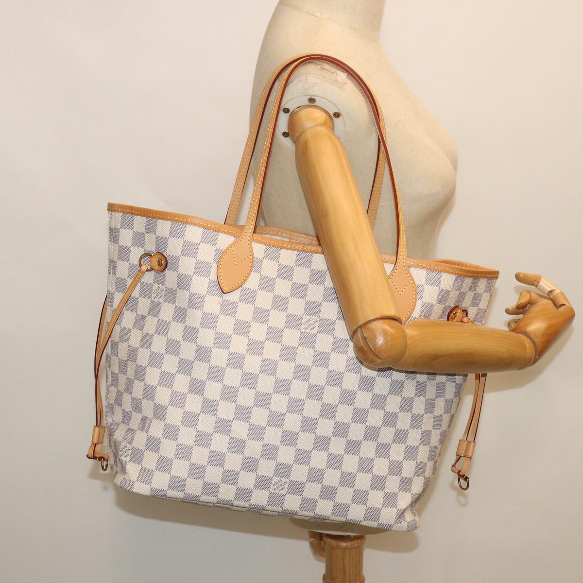 LOUIS VUITTON Damier Azur Neverfull MM Tote Bag N41605 LV Auth 54291A