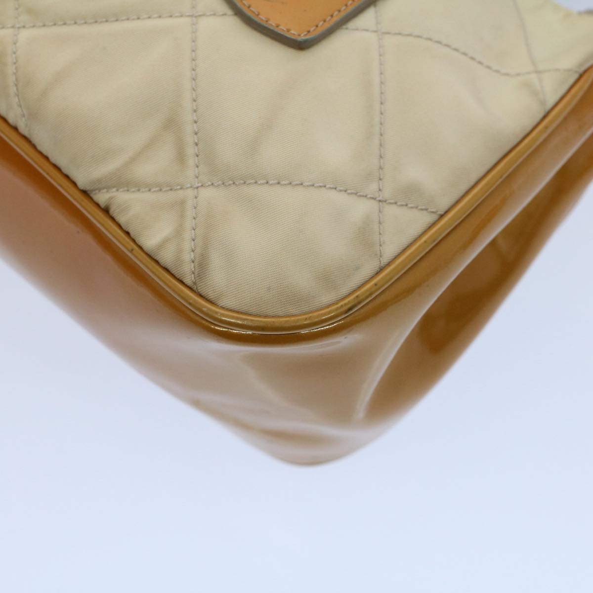 PRADA Shoulder Bag Nylon Beige Auth 54344