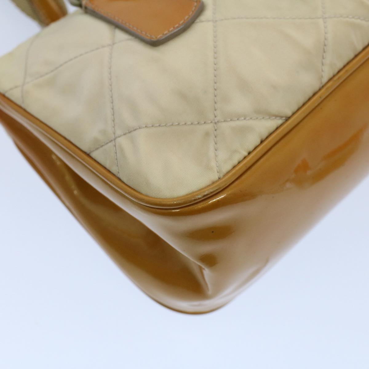 PRADA Shoulder Bag Nylon Beige Auth 54344