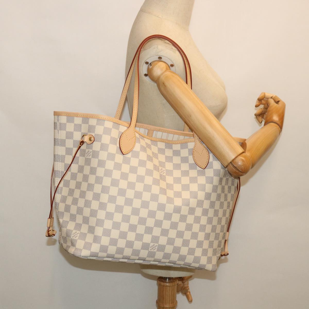 LOUIS VUITTON Damier Azur Neverfull MM Tote Bag N41605 LV Auth 54444A