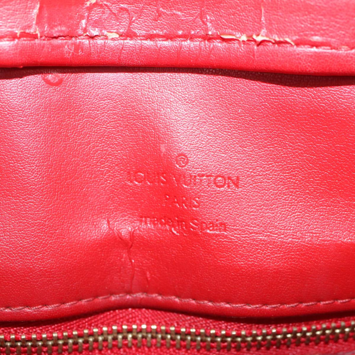 LOUIS VUITTON Monogram Vernis Houston Hand Bag Red M91092 LV Auth 54461