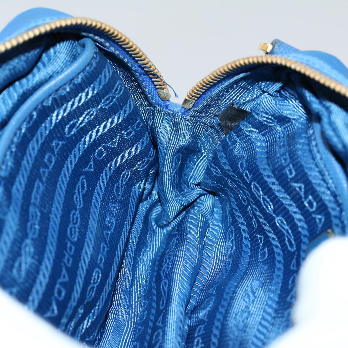 PRADA Shoulder Pouch Nylon Blue Auth 54728
